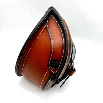 Brown Seat + Saddlebag Custom Set for Bobber Chopper Harley Davidson Leather Solo Bag
