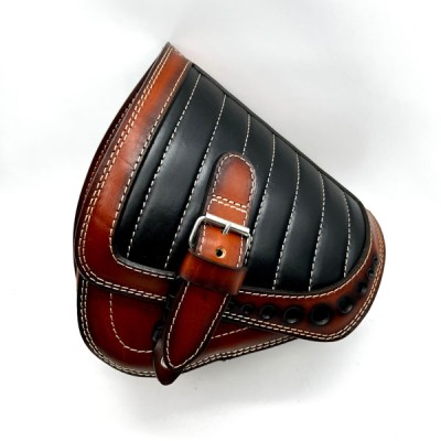 Brown Seat + Saddlebag Custom Set for Bobber Chopper Harley Davidson Leather Solo Bag