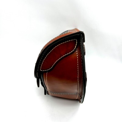 Brown Seat + Saddlebag Custom Set for Bobber Chopper Harley Davidson Leather Solo Bag