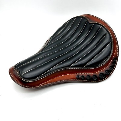 Brown Seat + Saddlebag Custom Set for Bobber Chopper Harley Davidson Leather Solo Bag