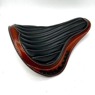 Brown Seat + Saddlebag Custom Set for Bobber Chopper Harley Davidson Leather Solo Bag