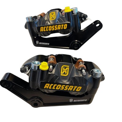 Set of Left and Right Upgrades Calipers Adapters Brackets + Accossato 108mm Harley Davidson (2000-2023) Sportster Softail Dyna Touring
