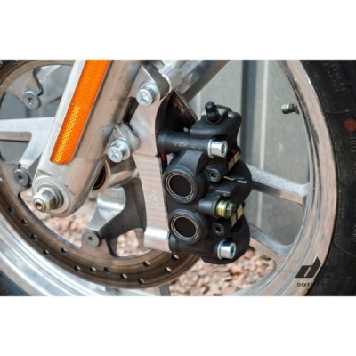 Left side Upgrades calipers adapters kit Nissin Tokico-108mm Harley Davidson Dyna (06-17)+caliper
