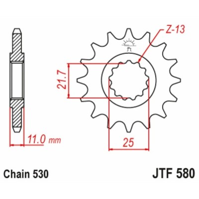 Front sprocket suitable for Yamaha R6 (03-05) (JTF580 SUNF-519) – 16t-530