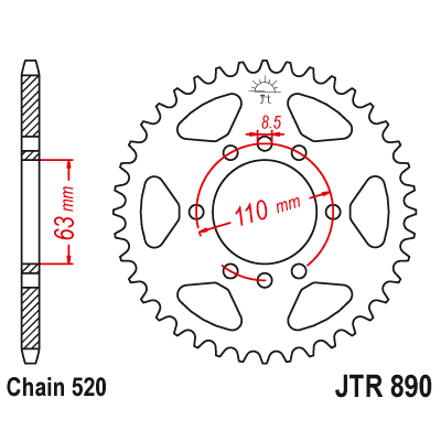 Steel sprocket stunt 56t-520 (JTR890) KTM DUKE RC 125 200 390 Husqvarna Svartpilen Vitpilen (2014-2022)