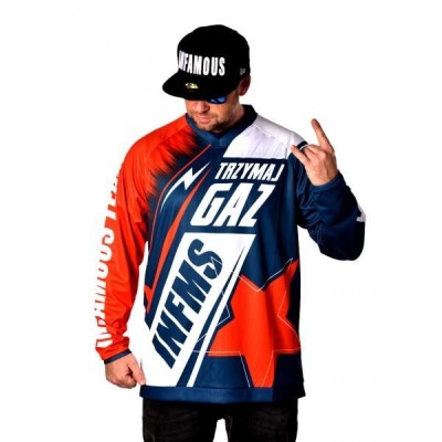 SWEATSHIRT JERSEY TRZYMAJ GAZ NAVY | ORANGE – Infamous Team Infms Stunt +STICKERS