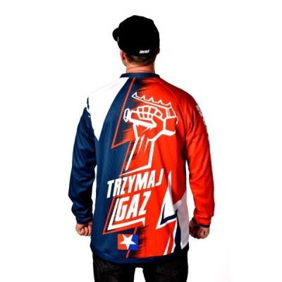 SWEATSHIRT JERSEY TRZYMAJ GAZ NAVY | ORANGE – Infamous Team Infms Stunt +STICKERS