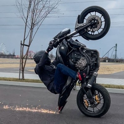 Steel scrape bar – 12 o’clock Yamaha MT07 MT-07 (2014-2022) titan stunt