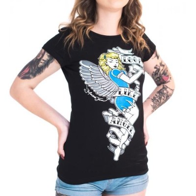 T-SHIRT ANGEL/DEVIL WOMEN’S BLACK | WHITE – Infamous Team Infms Stunt +Stickers