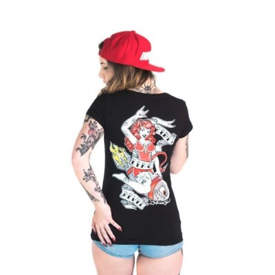 T-SHIRT ANGEL/DEVIL WOMEN’S BLACK | WHITE – Infamous Team Infms Stunt +Stickers